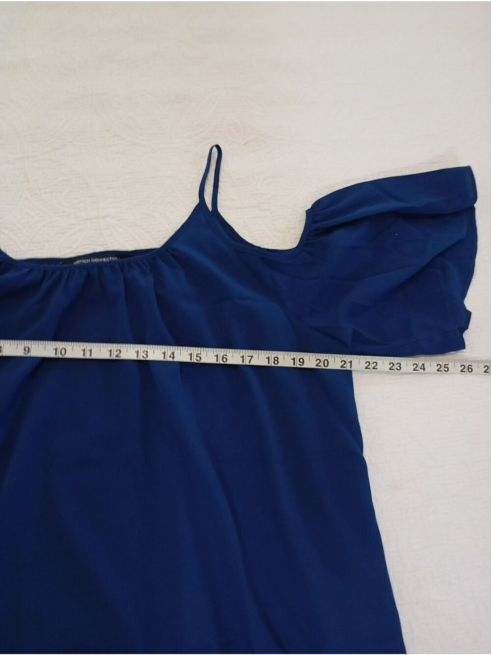 French Connection Blue Cold Shoulder Top With Spaghetti Straps Womens M - Picture 7 of 9